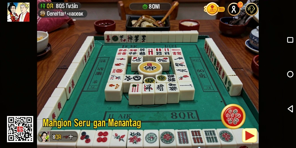 Screenshot gameplay 8QR menampilkan suasana permainan Mahjong yang memukau.