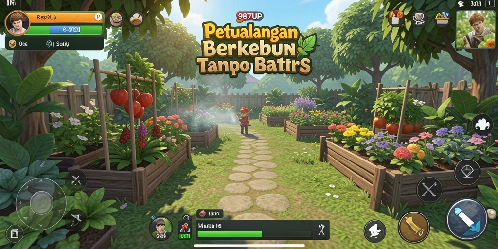 Gameplay seru di 987UP dengan aktivitas berkebun yang menyenangkan.