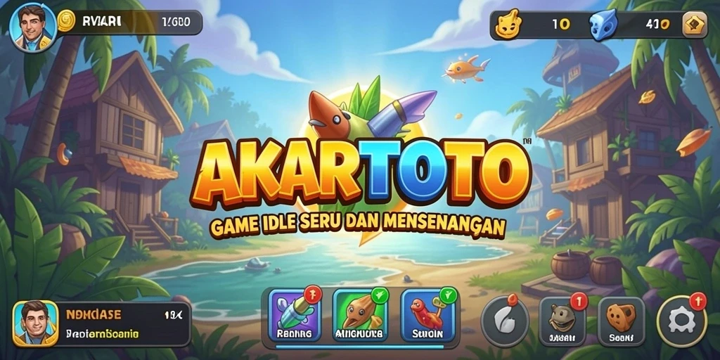Tangkapan layar gameplay AKARTOTO menampilkan aksi seru dalam pengelolaan sumber daya.