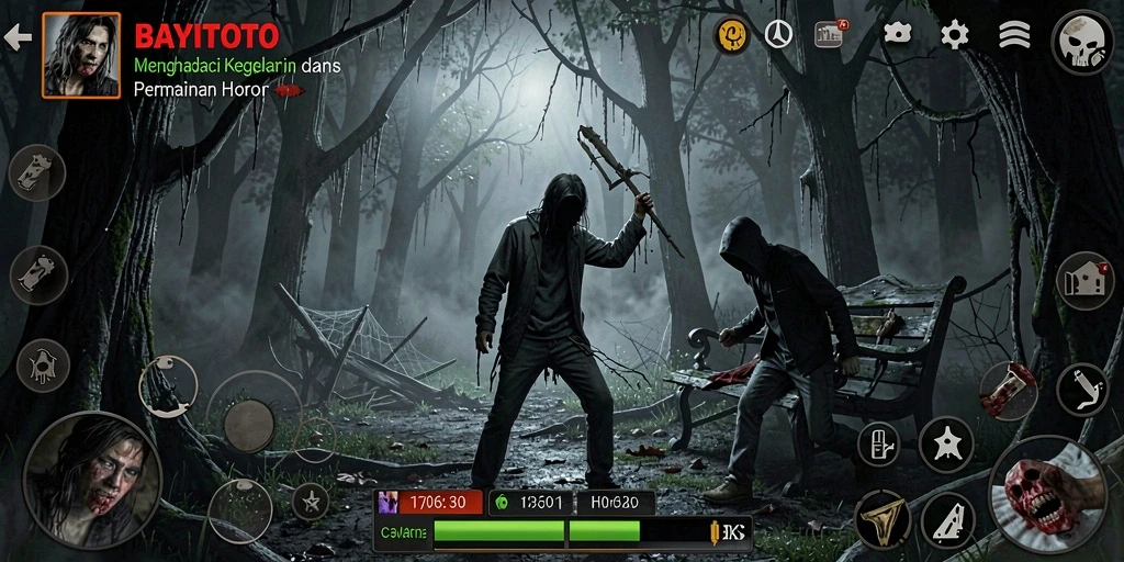 Tangkapan layar utama BAYITOTO yang memperlihatkan suasana menyeramkan dalam gameplay.