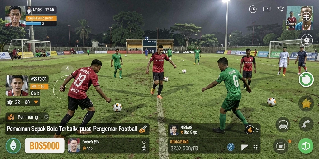 Tampilan gameplay menegangkan dari BOS5000 saat pertandingan sepak bola.