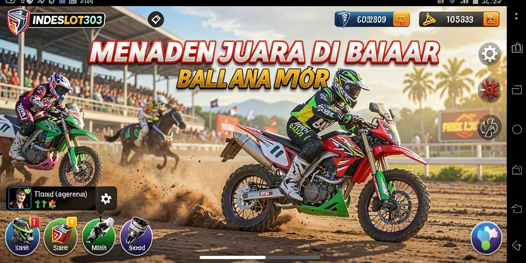 Tangkapan layar INDESLOT303 menampilkan aksi balap motor yang mendebarkan.