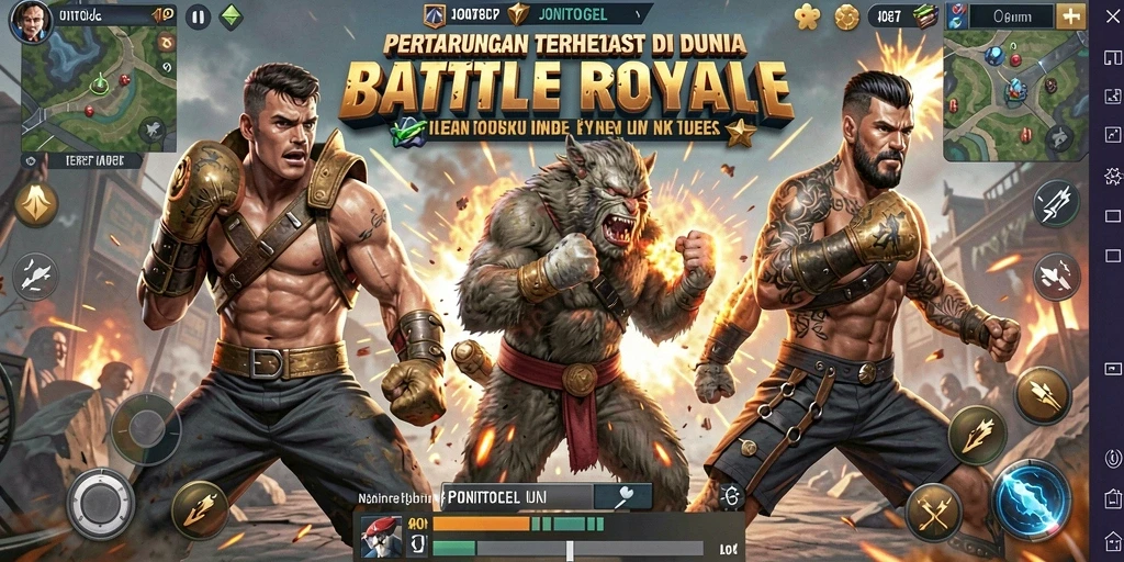 Gameplay intens di pertarungan Battle Royale JONITOGEL.