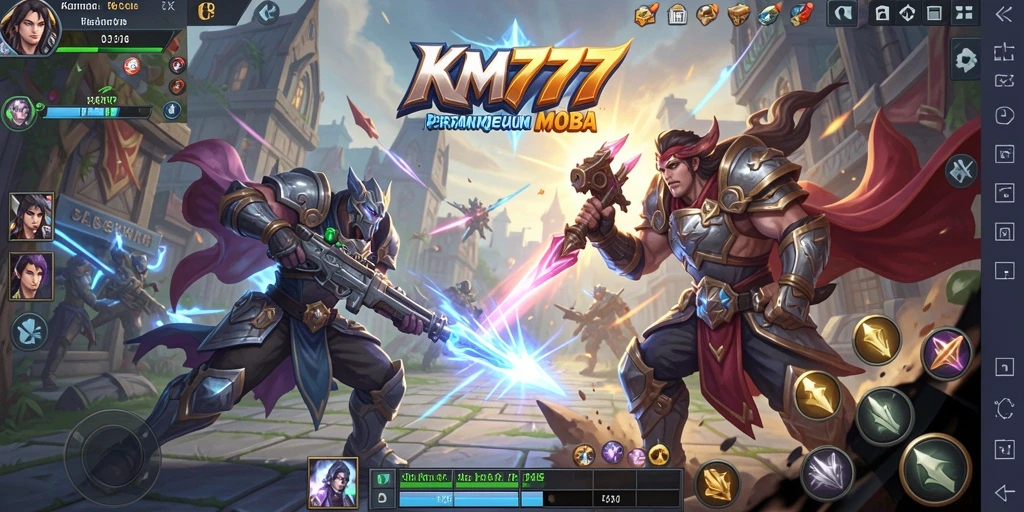 Gameplay seru dengan aksi pertarungan karakter MOBA.
