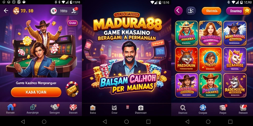 Tampilan gameplay menarik di MADURA88 dengan suasana Kasino yang menggembirakan.