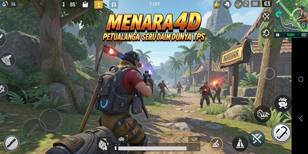 Screenshot MENARA4D menampilkan karakter beraksi dalam pertempuran TPS yang mendebarkan.