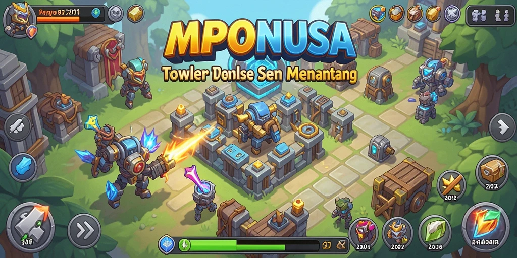 Tampilan gameplay MPONUSA yang mendebarkan dalam genre Tower Defense.