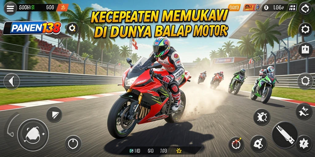 Tampilan gameplay mendebarkan dari balapan motor di PANEN138.