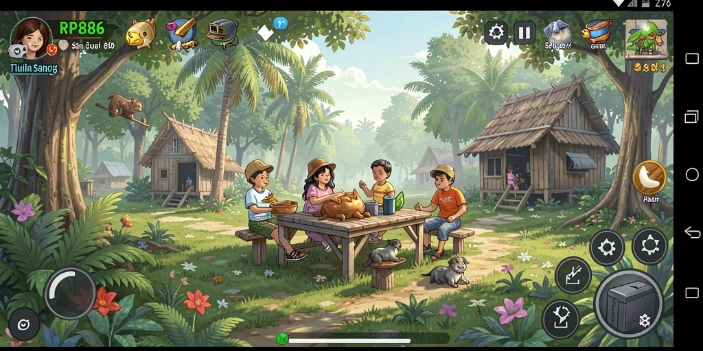 Tampilan gameplay RP886 yang ceria dan menghibur.