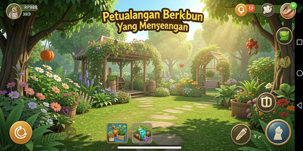 Tangkapan layar permainan RP888 menampilkan aktivitas berkebun yang seru.