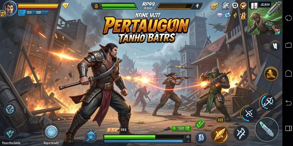 Screenshot menunjukkan pertarungan seru dengan efek visual yang memukau.