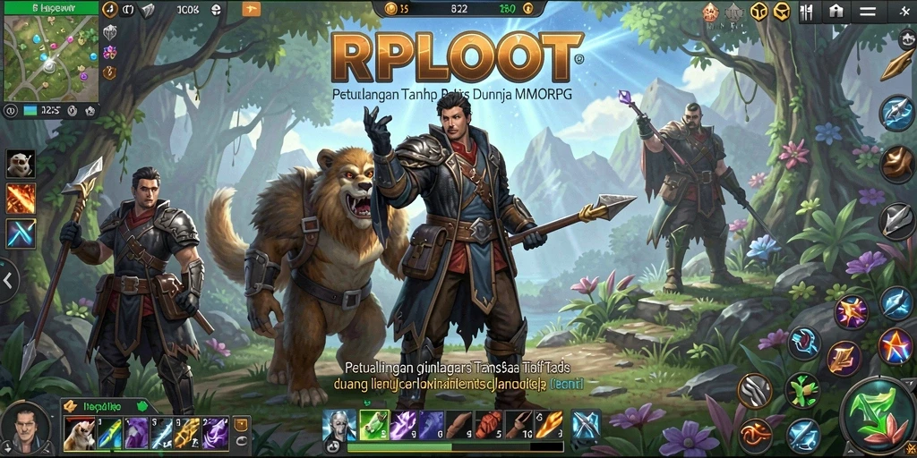 Screenshot gameplay RPLOOT yang menunjukkan pertarungan epik dalam MMORPG.