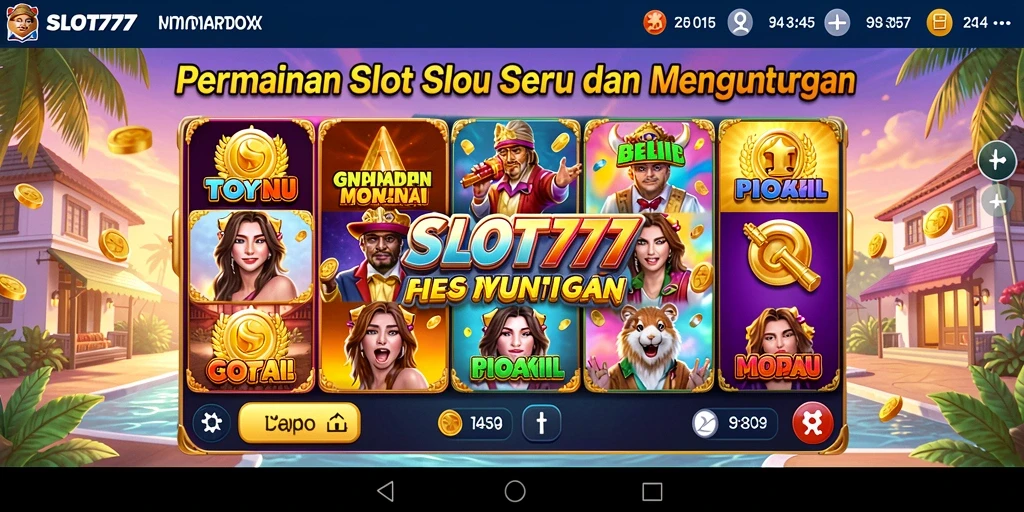 Tangkapan layar dari gameplay SLOT777 yang menampilkan mesin slot yang menarik.