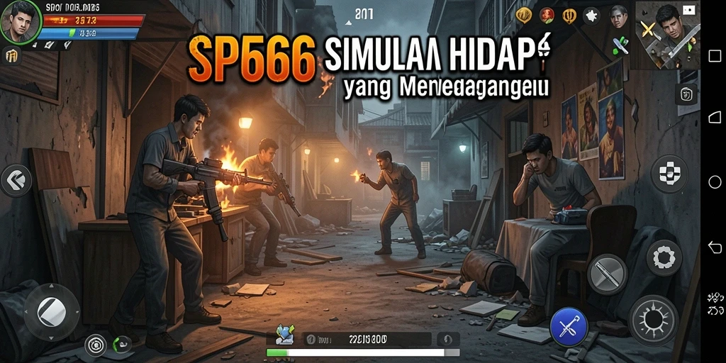 Screenshot gameplay SP666 menunjukkan interaksi sosial yang dinamis.