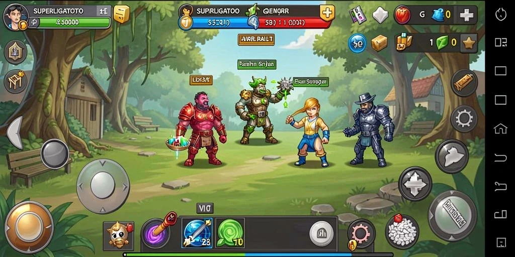 Screenshot utama SUPERLIGATOTO menampilkan momen seru pertandingan di game Idle.