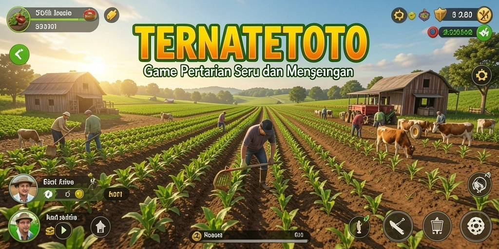 Screenshot dari gameplay TERNATETOTO yang menggambarkan aktivitas bertani.
