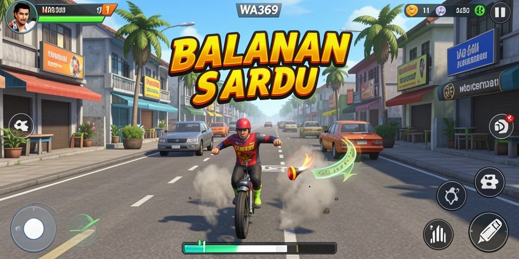 Screenshot dari gameplay seru WA369 dengan kendaraan balapan.